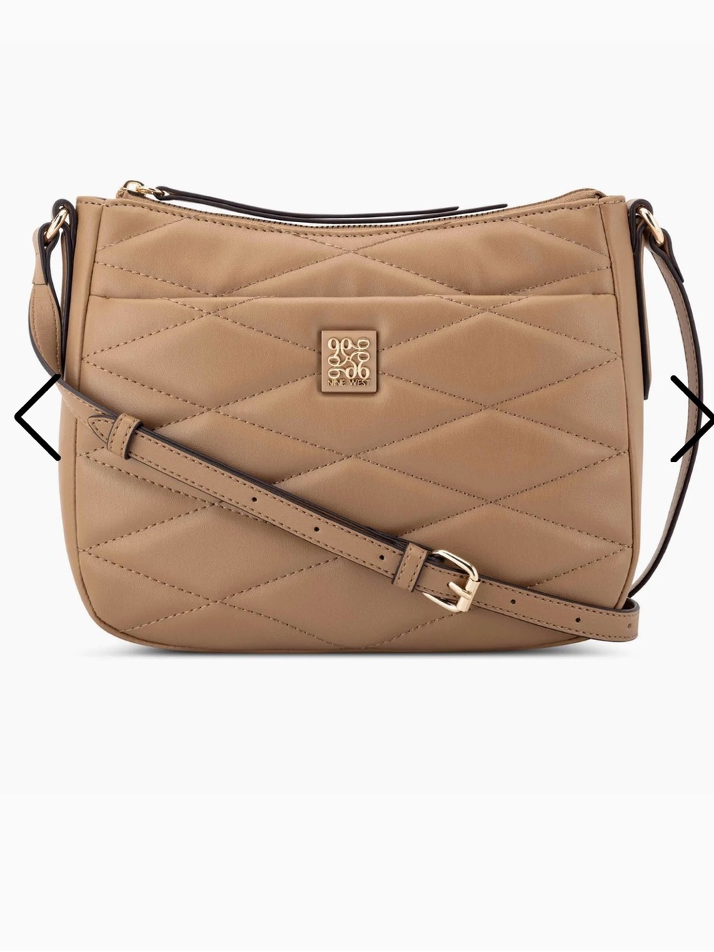 Nine West Anders Crossbody Bag Handbag Dark Camel Gold Hardware NWT MSRP $89